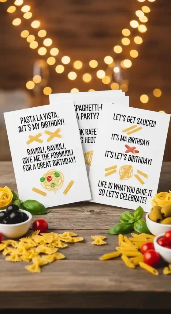 Pasta Birthday Puns for Party Invitations